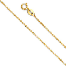 Load image into Gallery viewer, 14K Yellow Gold 0.9mm with Singapore Chain With Spring Clasp Closure
