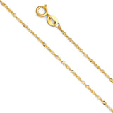 14K Yellow Gold 0.9mm with Singapore Chain With Spring Clasp Closure