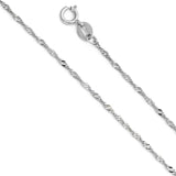14K White Gold 1.2mm with Singapore Chain With Spring Clasp Closure