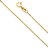 14K Yellow Gold 1mm Spring Ring Snail Link Chain With Spring Clasp Closure