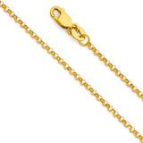 14K Yellow Gold 1.6mm Lobster Classic Rolo Cable Link Chain With Spring Clasp Closure