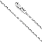 14K White Gold 1.6mm Lobster Classic Rolo Cable Link Chain with Spring Clasp Closure