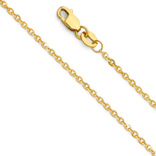 Load image into Gallery viewer, 14K Yellow Gold 1.6mm Lobster Side Diamond Cut Rolo Cable Link Chain With Spring Clasp Closure