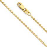 14K Yellow Gold 1.6mm Lobster Side Diamond Cut Rolo Cable Link Chain With Spring Clasp Closure