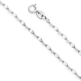 14K White Gold 2mm Spring Ring Twisted Stamped Mirror Link Chain With Spring Clasp Closure