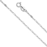 14K White Gold 1.5mm Spring Ring Twisted Stamp Mirror Link Chain With Spring Clasp Closure
