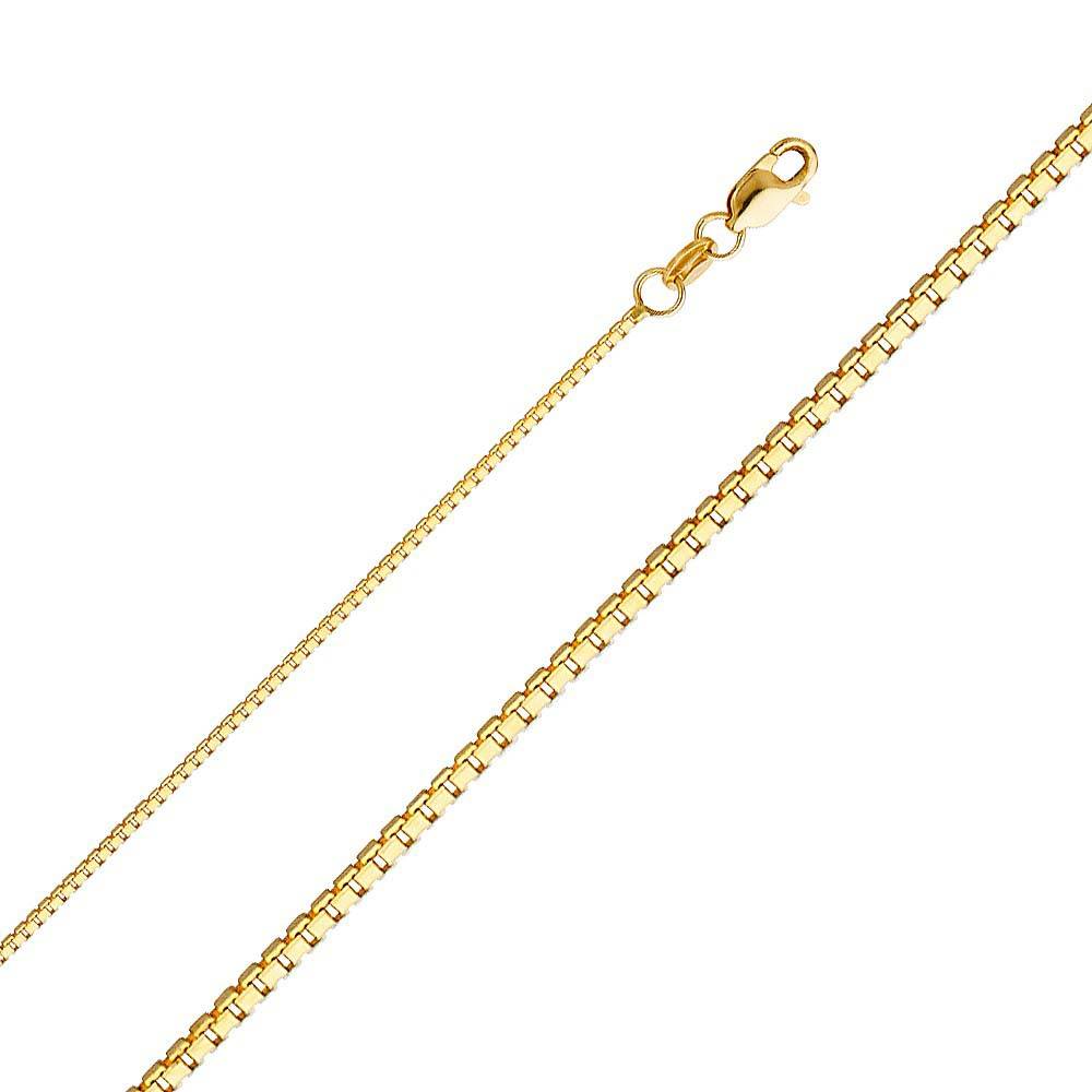 14K Yellow Gold 1mm with Box Chain With Spring Clasp Closure
