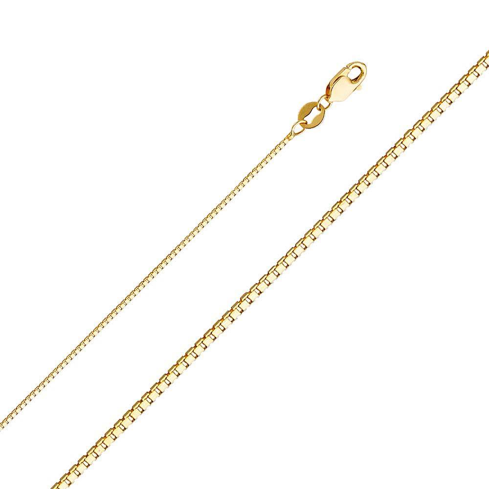 14K Yellow Gold 0.8mm with Box Chain With Spring Clasp Closure