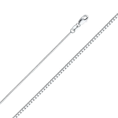 14K White Gold 0.8 MM Box Link Chain with Spring Clasp Closure