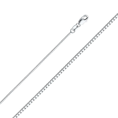 14K White Gold 0.8 MM Box Link Chain with Spring Clasp Closure