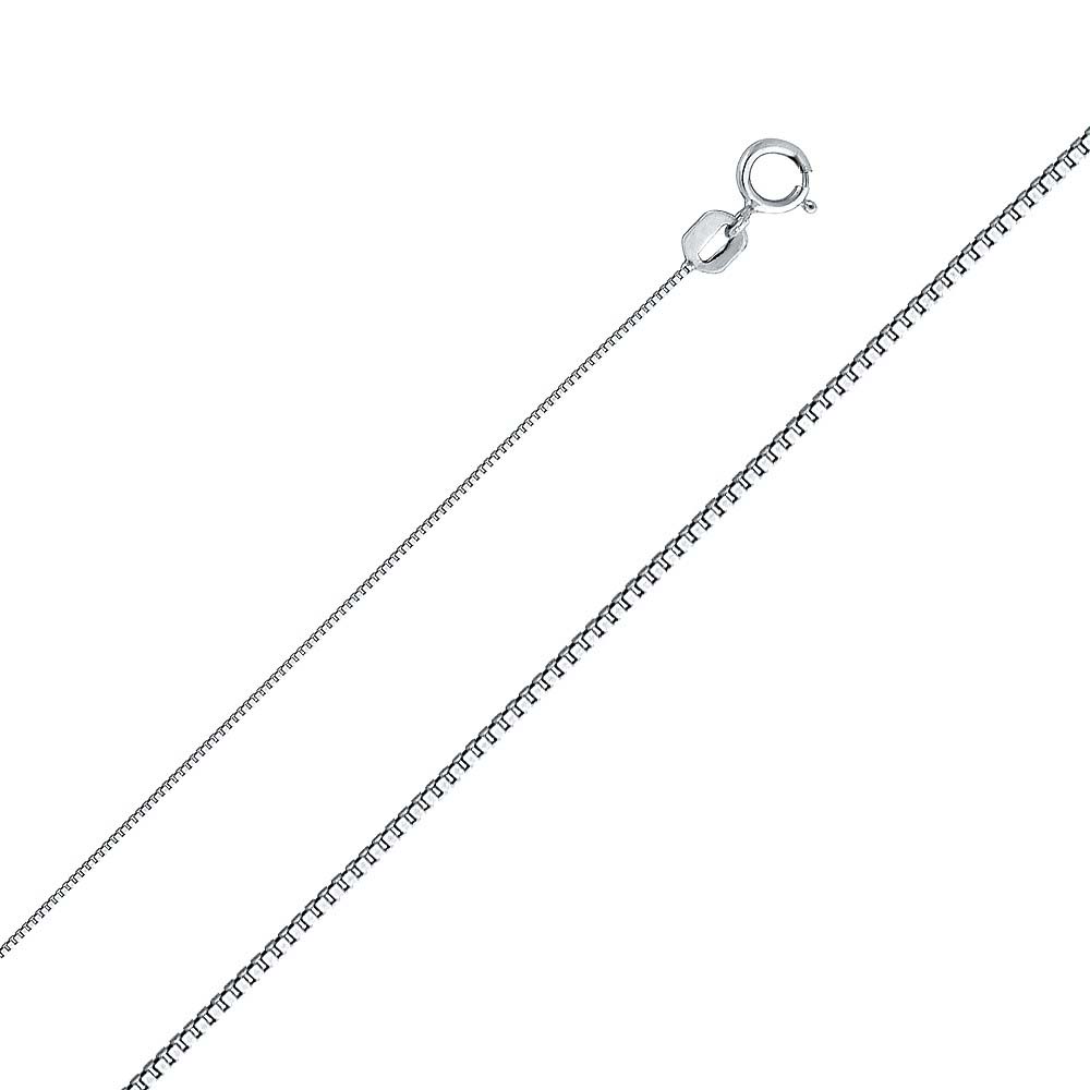 14K White Gold 0.5mm with Box Chain With Spring Clasp Closure