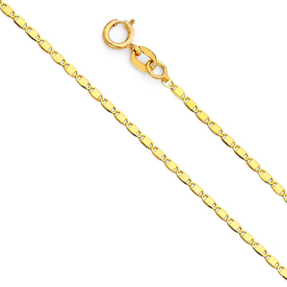 14K Yellow Gold 1.3mm Valentino Regular Link Chain With Spring Clasp Closure