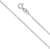 14K White Gold 1.3mm Valentino Regular Link Chain With Spring Clasp Closure