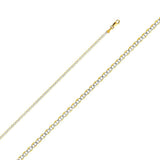 14K Yellow Gold 2mm Lobster Flat Mariner WP Link Chain With Spring Clasp Closure