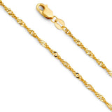 14K Yellow Gold 1.8mm with Singapore Chain With Spring Clasp Closure