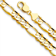 Load image into Gallery viewer, 14K Yellow Gold 11.3mm Lobster Figaro 3+1 Concave Regular Link Chain With Spring Clasp Closure