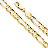 14K Yellow Gold 8.6mm Lobster Figaro 3? Concave Regular Link Chain With Spring Clasp Closure