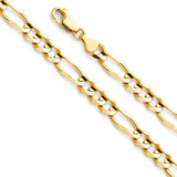 14K Yellow Gold 6.9mm Lobster Figaro 3+1 Concave Regular Link Chain With Spring Clasp Closure