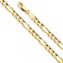 Load image into Gallery viewer, 14K Yellow Gold 6.0mm Lobster Figaro 3? Concave Regular Link Chain With Spring Clasp Closure