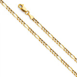 14K Yellow Gold 3.1mm Lobster Figaro 3? Concave Regular Link Chain With Spring Clasp Closure