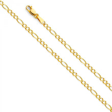 Load image into Gallery viewer, 14K Yellow Gold 2.7mm Lobster Figaro 3? Concave Regular Link Chain With Spring Clasp Closure