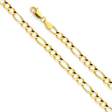 Load image into Gallery viewer, 14K Yellow Gold 4.8mm Lobster Figaro 3? Concave Open Light Link Chain With Spring Clasp Closure