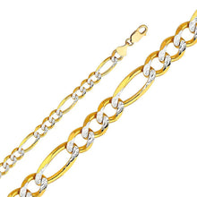 Load image into Gallery viewer, 14K Yellow Gold 8.6mm Lobster Figaro 3? WP Regular Link Chain With Spring Clasp Closure