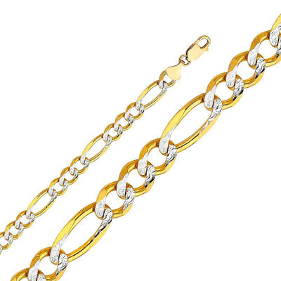 14K Yellow Gold 8.6mm Lobster Figaro 3+1 WP Regular Link Chain With Spring Clasp Closure