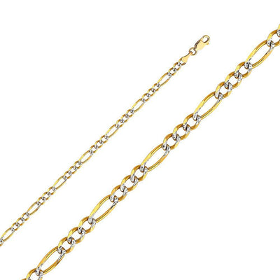 14K Yellow Gold 4.0mm Lobster Figaro 3+1 WP Regualar Link Chain With Spring Clasp Closure