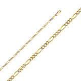 14K Yellow Gold 3.1mm Lobster Figaro 3? WP Regualar Link Chain With Spring Clasp Closure