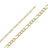14K Yellow Gold 4.7mm Lobster Figaro 3+1 WP Open Light Link Chain With Spring Clasp Closure