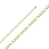14K Yellow Gold 3.9mm Lobster Figaro 3? WP Open Light Link Chain With Spring Clasp Closure