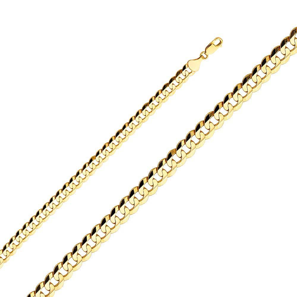 14K Yellow Gold 8.2mm Cuban Concave Regular Link Chain With Spring Clasp Closure