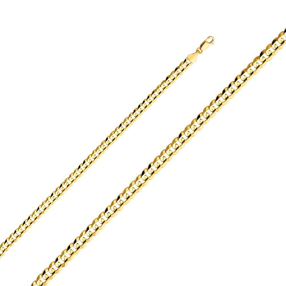 14K Yellow Gold 5.9mm Cuban Concave Regular Link Chain With Spring Clasp Closure