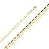 14K Yellow Gold 5.5mm Lobster Flat Mariner Link Chain With Spring Clasp Closure