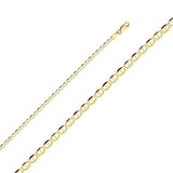 14K Yellow Gold 3.4mm Lobster Flat Mariner Link Chain With Spring Clasp Closure