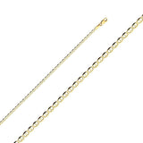 14K Yellow Gold 2.5mm Lobster Flat Mariner Link Chain With Spring Clasp Closure