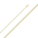 14K Yellow Gold 2mm Lobster Flat Mariner Link Chain With Spring Clasp Closure