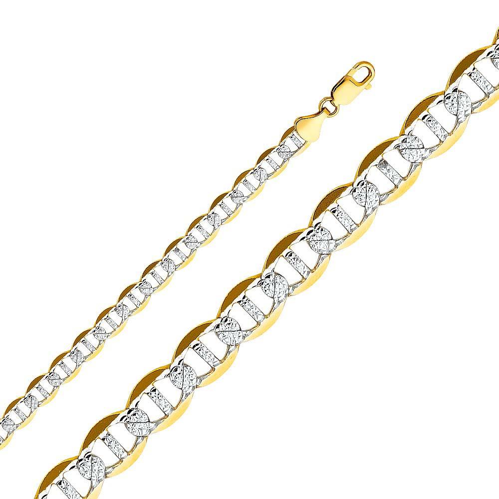 14K Yellow Gold 7.7mm Lobster Flat Mariner WP Link Chain With Spring Clasp Closure
