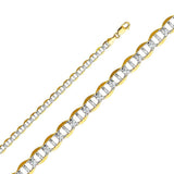 14K Yellow Gold 6.5mm Lobster Flat Mariner WP Link Chain With Spring Clasp Closure