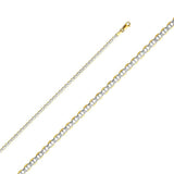14K Yellow Gold 2.7mm Lobster Flat Mariner WP Link Chain With Spring Clasp Closure