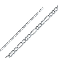 Load image into Gallery viewer, 14K White Gold 4.7mm Lobster Figaro 3? Concave Regular Link Chain With Spring Clasp Closure