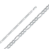 14K White Gold 4.7mm Lobster Figaro 3? Concave Regular Link Chain With Spring Clasp Closure