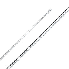 Load image into Gallery viewer, 14K White Gold 3.1mm Lobster Figaro 3+1 Concave Regular Link Chain With Spring Clasp Closure