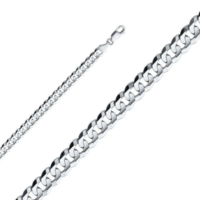14K White Gold 6.9mm Lobster Figaro 3+1 Cuban Concave Regular Link Chain With Spring Clasp Closure