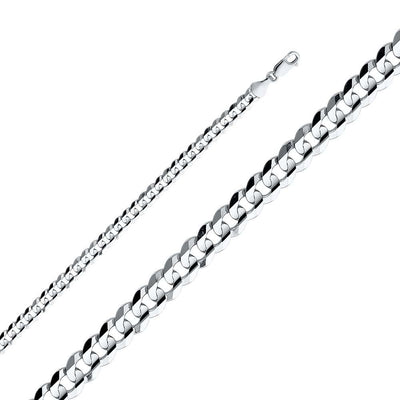 14K White Gold 5.9mm Lobster Figaro 3+1 Cuban Concave Regular Link Chain With Spring Clasp Closure