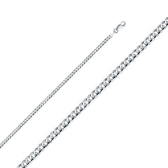 14K White Gold 3.1mm Lobster Figaro 3+1 Cuban Concave Regular Link Chain With Spring Clasp Closure