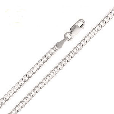 14K White Gold 2.7mm Lobster Figaro 3+1 Cuban Concave Regular Link Chain With Spring Clasp Closure
