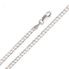 14K White Gold 2.7mm Lobster Figaro 3+1 Cuban Concave Regular Link Chain With Spring Clasp Closure