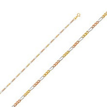 Load image into Gallery viewer, 14K Gold with Tri Color 1.8mm Lobster Figaro 3? Concave Regular Link Chain With Spring Clasp Closure - silverdepot